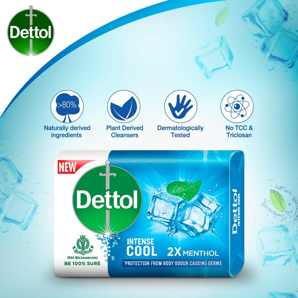 Barre Savon Dettol Cool avec une texture douce visible sur la surface.