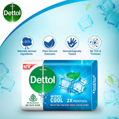 Barre Savon Dettol Cool avec une texture douce visible sur la surface.