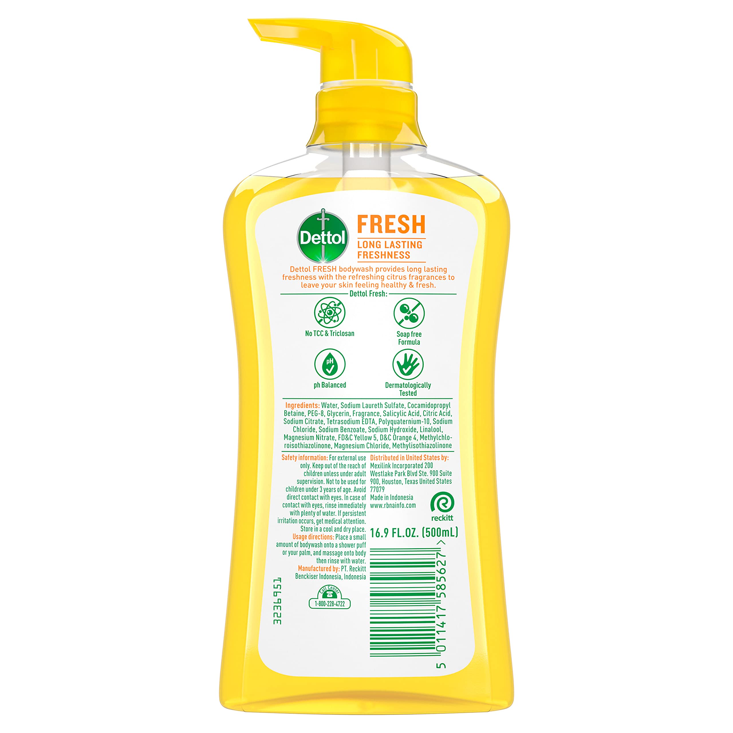Étiquette Dettol claire sur le flacon, parfum frais.