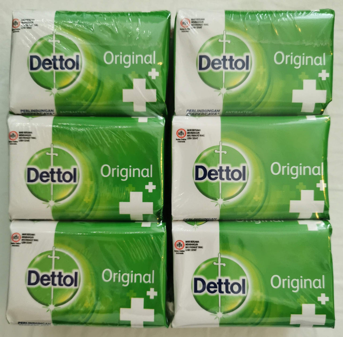 Dettol Savon Original Antibactérien, pack six, pour le lavage quotidien et la fraîcheur de la peau.