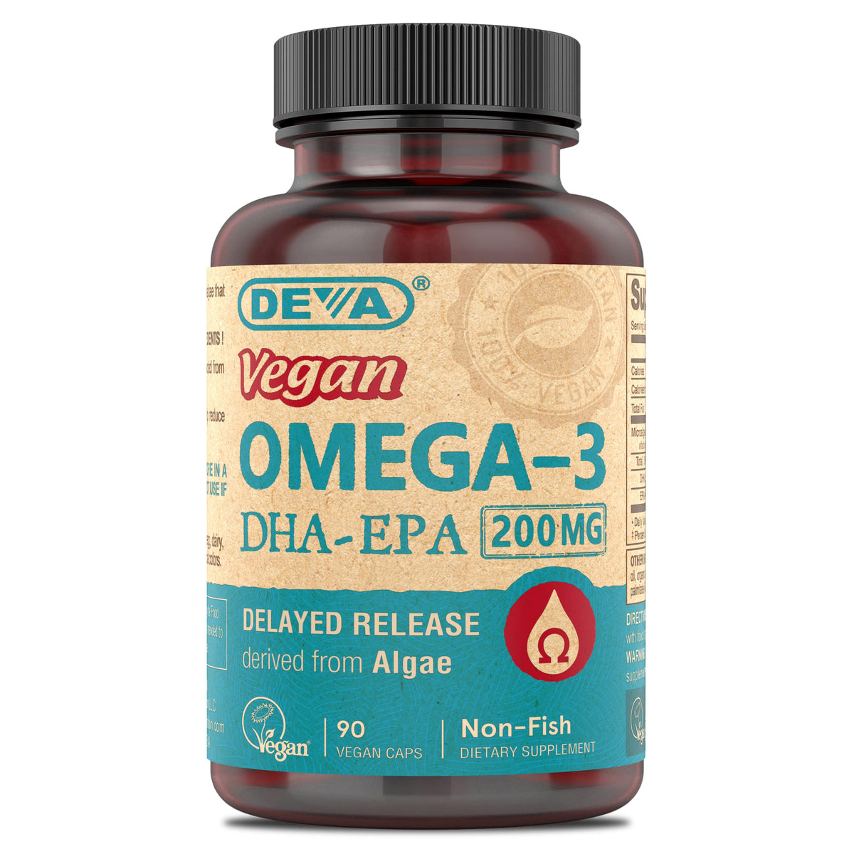 DEVA Vegan Omega-3 bottle pour, convenient daily vegan supplement