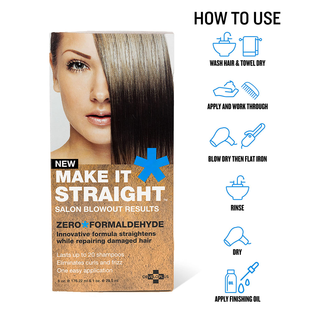 Application facile sur cheveux mouillés avec Make It Straight pour une touche de douceur.