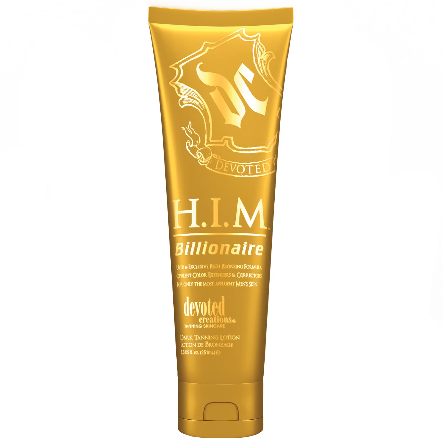 Devoted Creations H.I.M Billionaire : lotion bronzante noire offrant couleur immédiate et longue tenue.