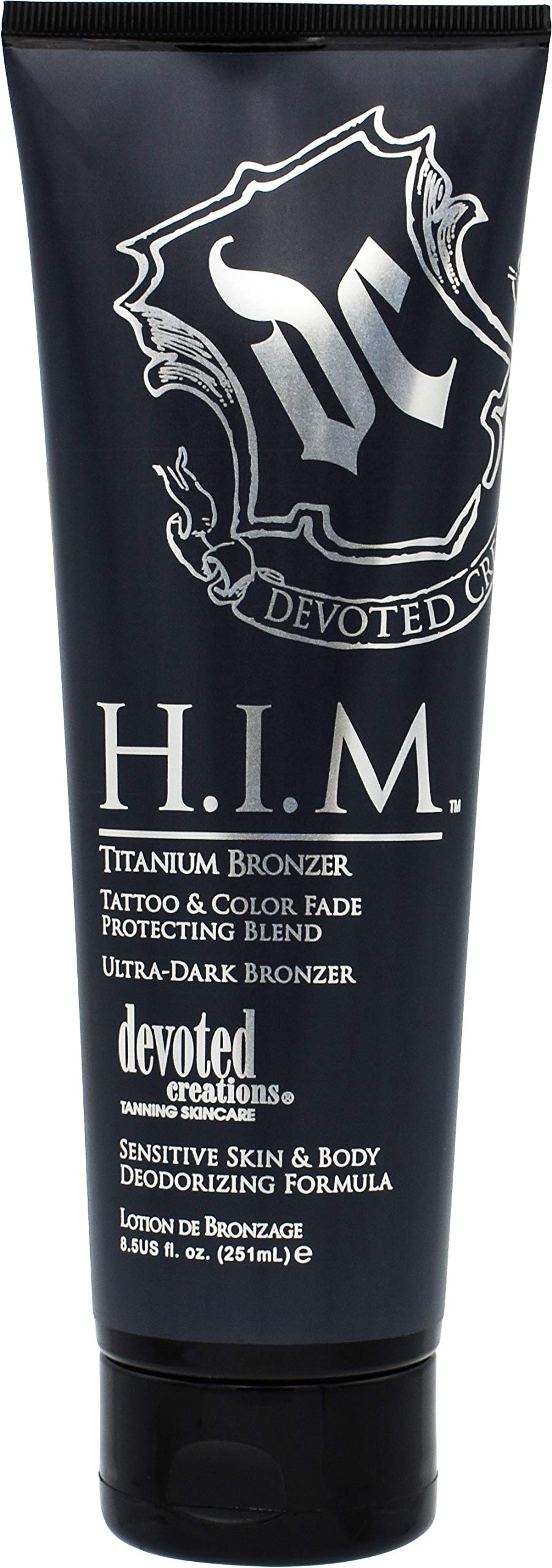 Devoted Creations HIM Titanium Bronzer - tube bronzant, bronzage léger et durable.