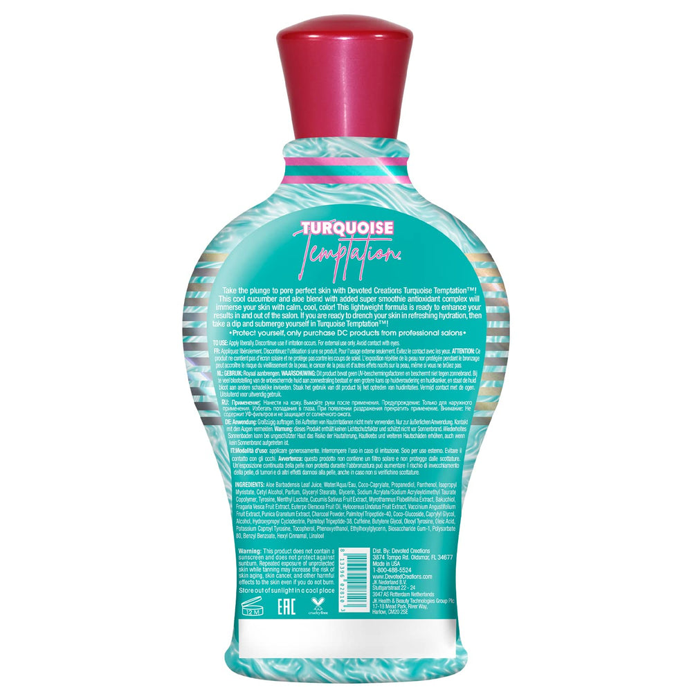 Devoted Creations Turquoise Temptation — zone d'application facile pour bronzage homogène.