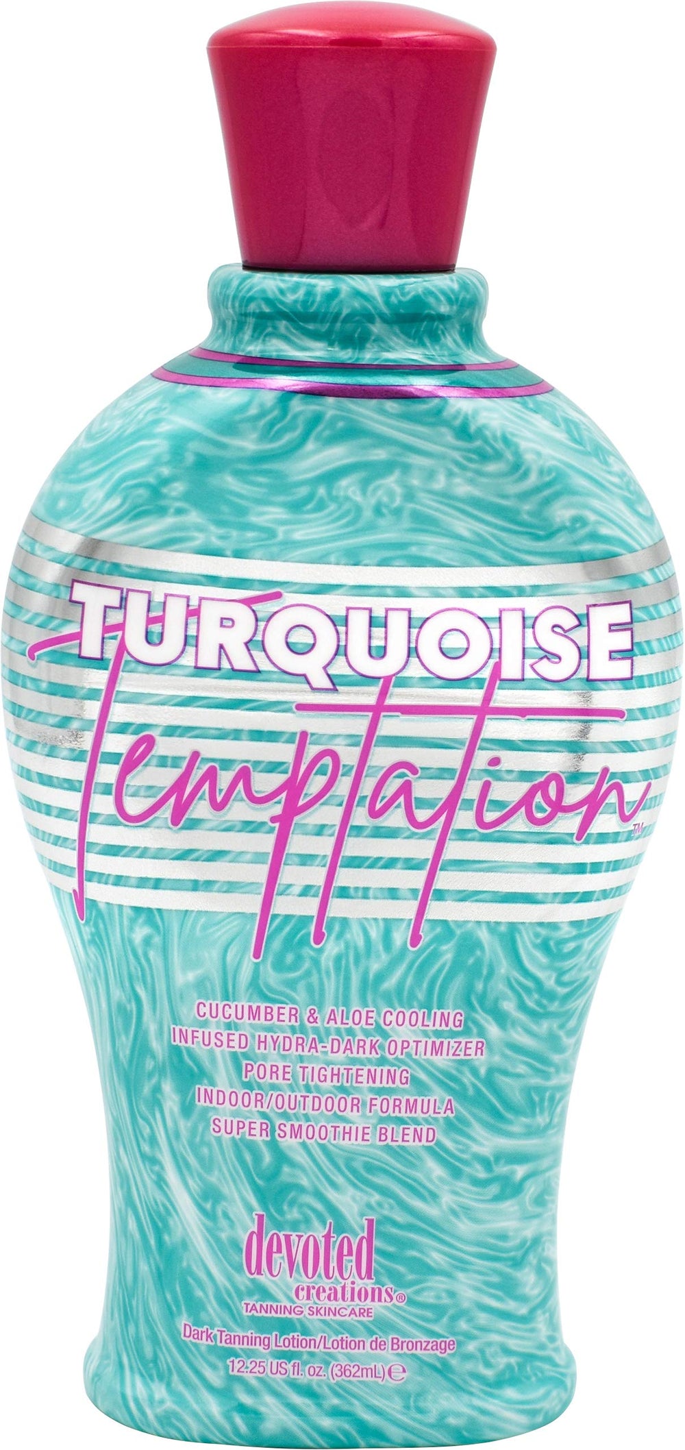Devoted Creations Turquoise Temptation — bouteille prête pour bronzer intérieur et extérieur.