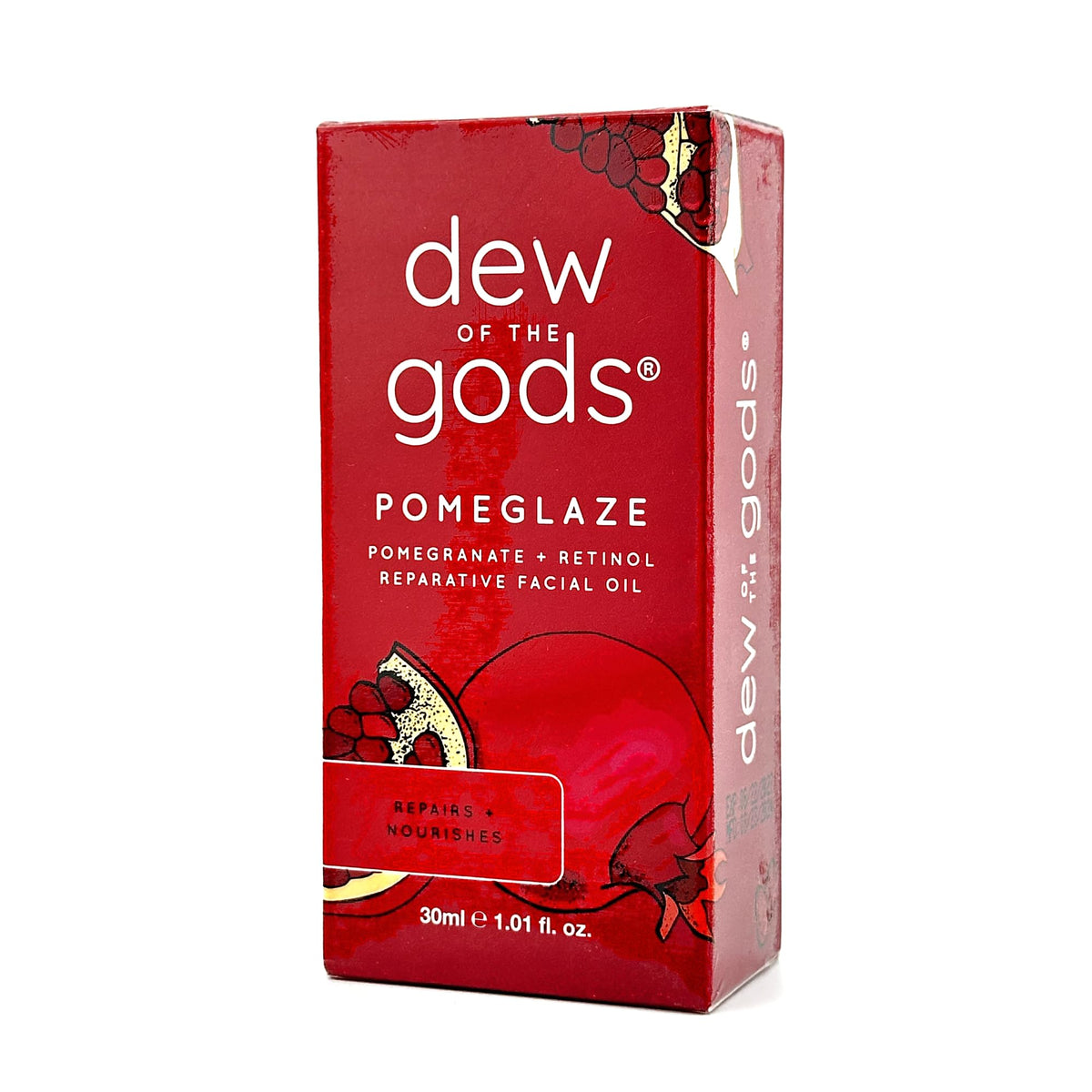 Dew Of The Gods Pomeglaze – bouteille d'huile réparatrice pour hydrater et régénérer la peau.