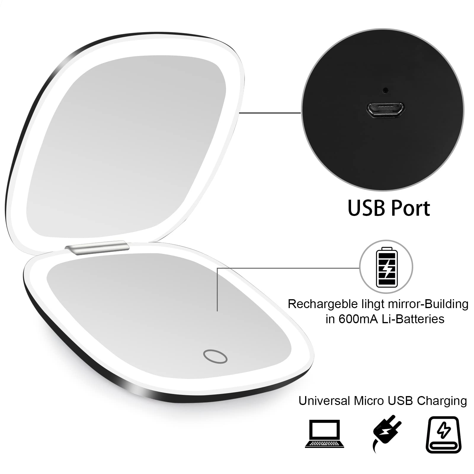 Miroir en ABS retardant à la flamme, robuste et durable.