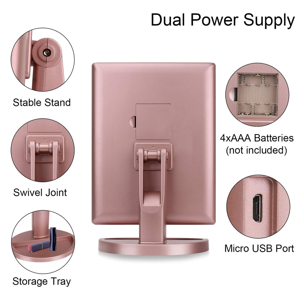Miroir DeWEISN with double alimentation USB ou piles pour maquillage nomade.