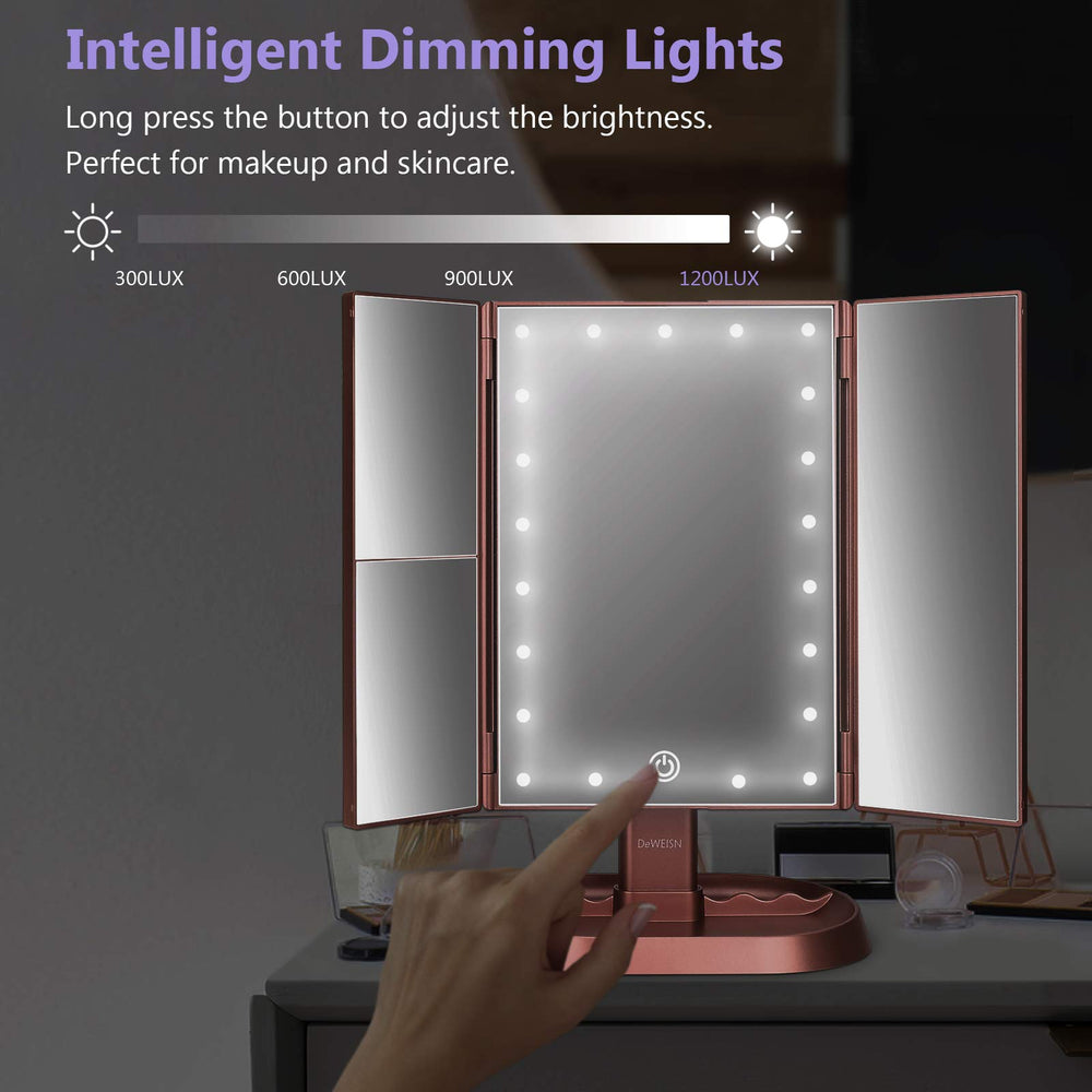 Miroir deweisn base généreuse avec rainure pour accessoires et pinceaux