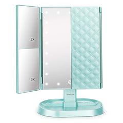 Miroir deweisn pli-tri avec 21 DEL pour un maquillage précis.
