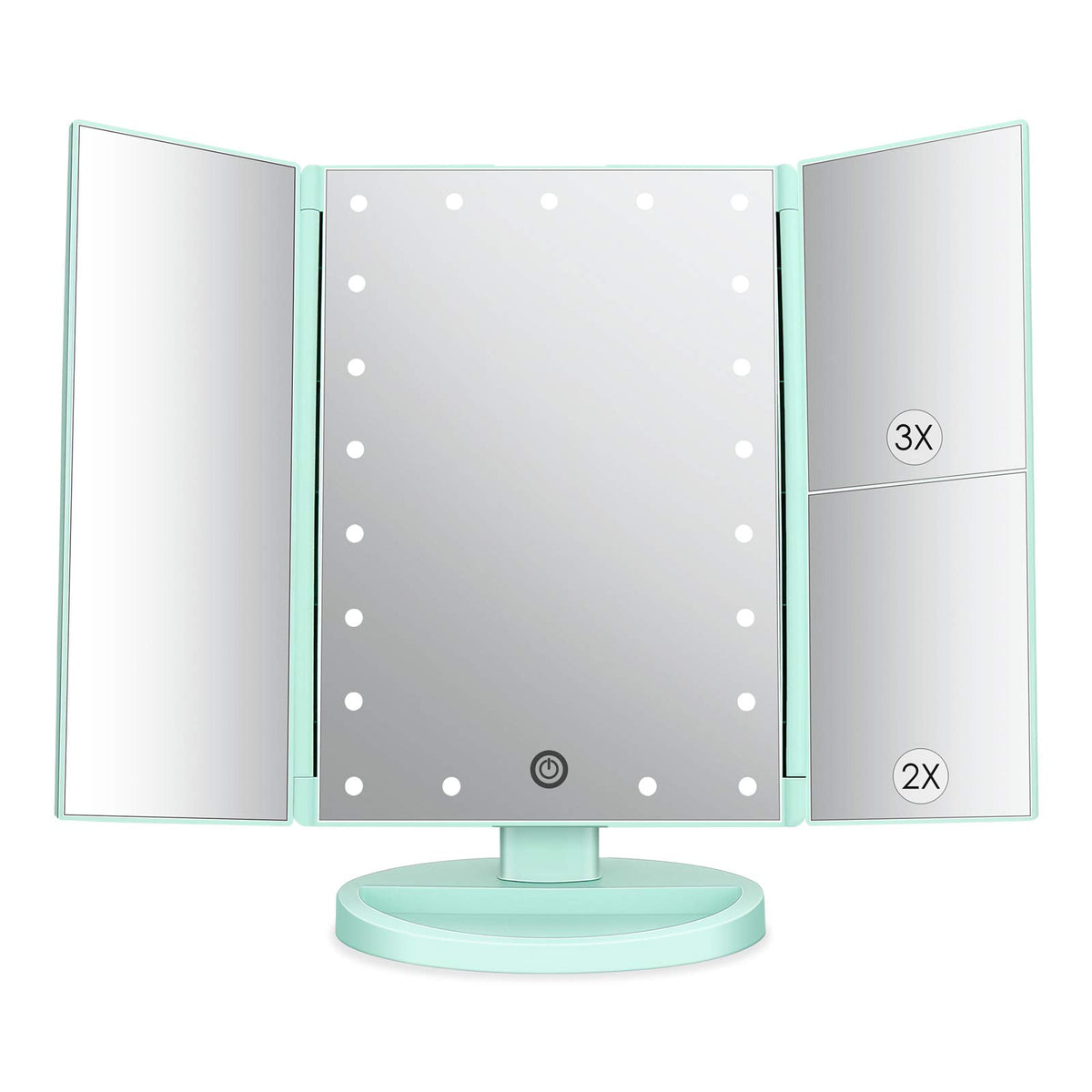 Miroir Deweisn pliable à trois volets avec 21 DEL pour un maquillage précis.