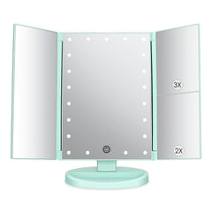 Miroir Deweisn pliable à trois volets avec 21 DEL pour un maquillage précis.