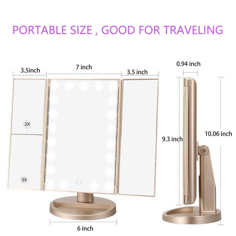 Miroir Deweisn tri-fold magnifications 3×/2×/1× pour détails fins.