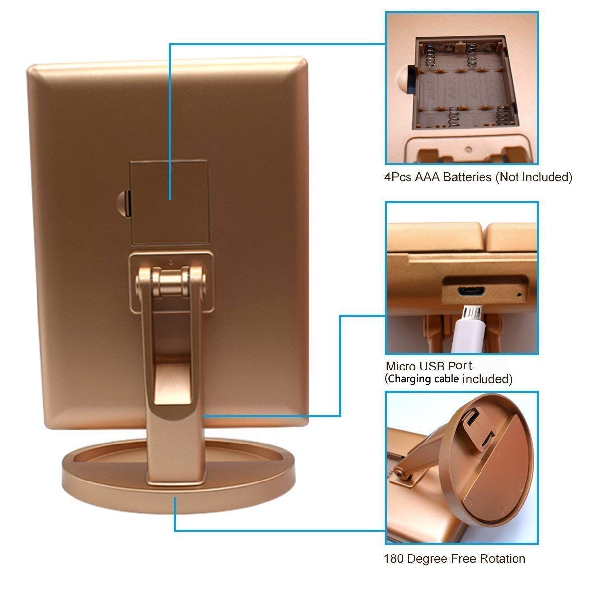 Miroir Deweisn tri-fold avec écran tactile pour ajuster l'éclairage.