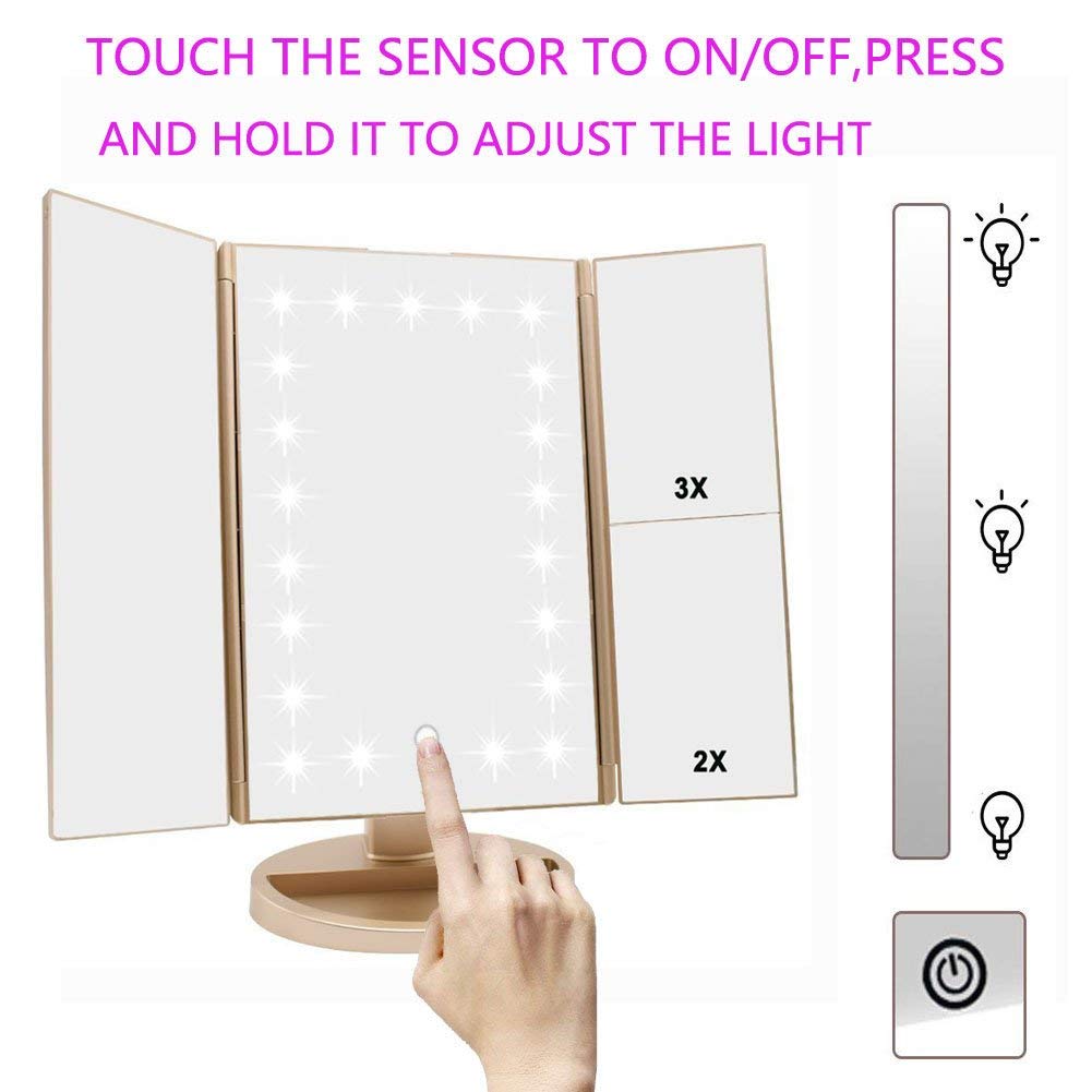 Miroir Deweisn tri-fold pivot à 180° pour vue sous tous les angles.