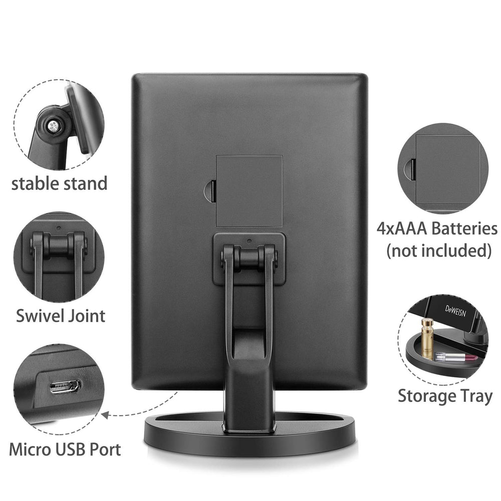 Deweisn miroir vanité capteur tactile allume les LED et ajuste l’éclairage.
