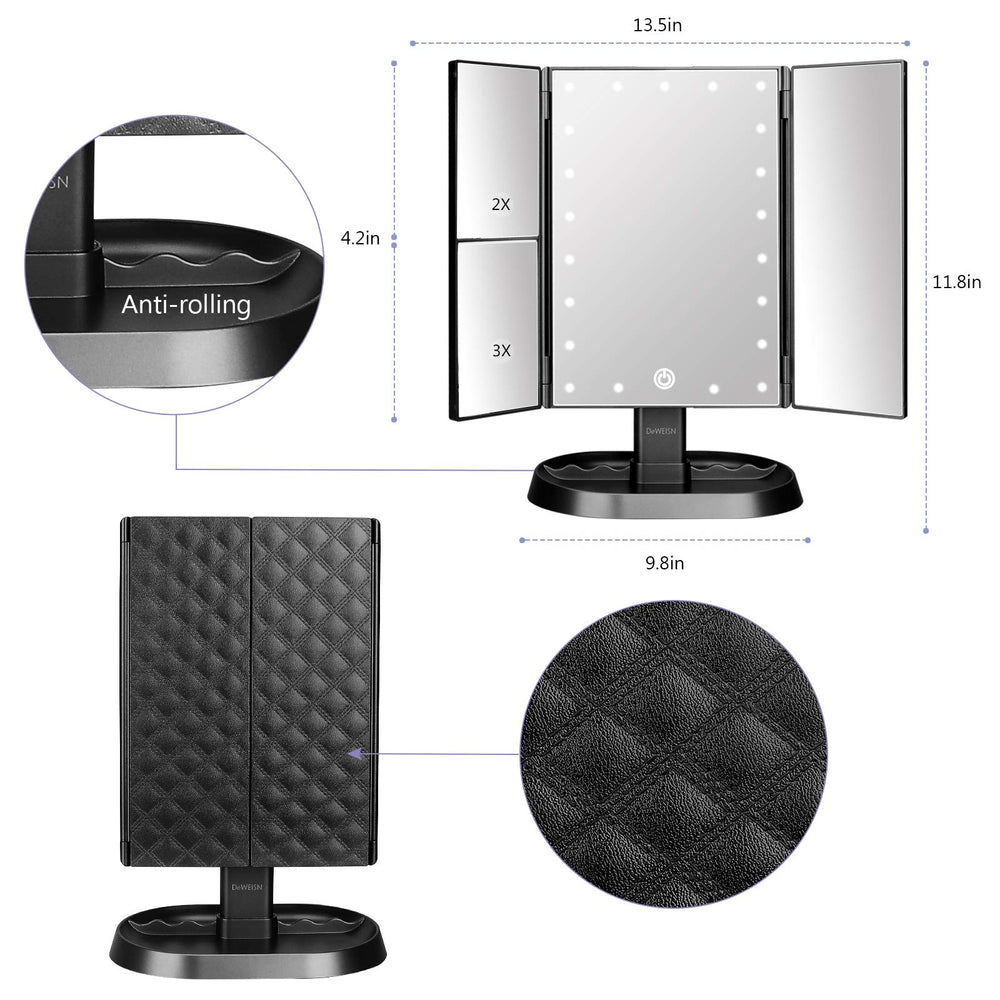 Miroir deweisn avec grossissement 3x pour détailler les traits fins.