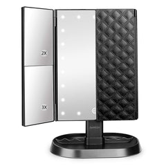 Miroir vanité deweisn pliable à trois volets avec 21 DEL pour un éclairage naturel et précis.