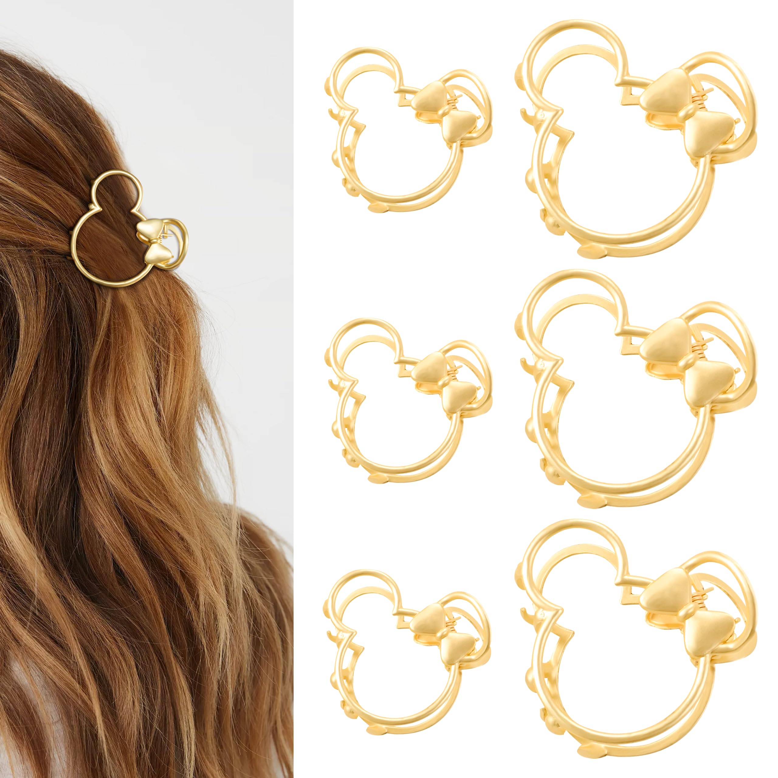 DF DUALFERV pinces-griffe métal doré 6-pack pour cheveux épais, look élégant