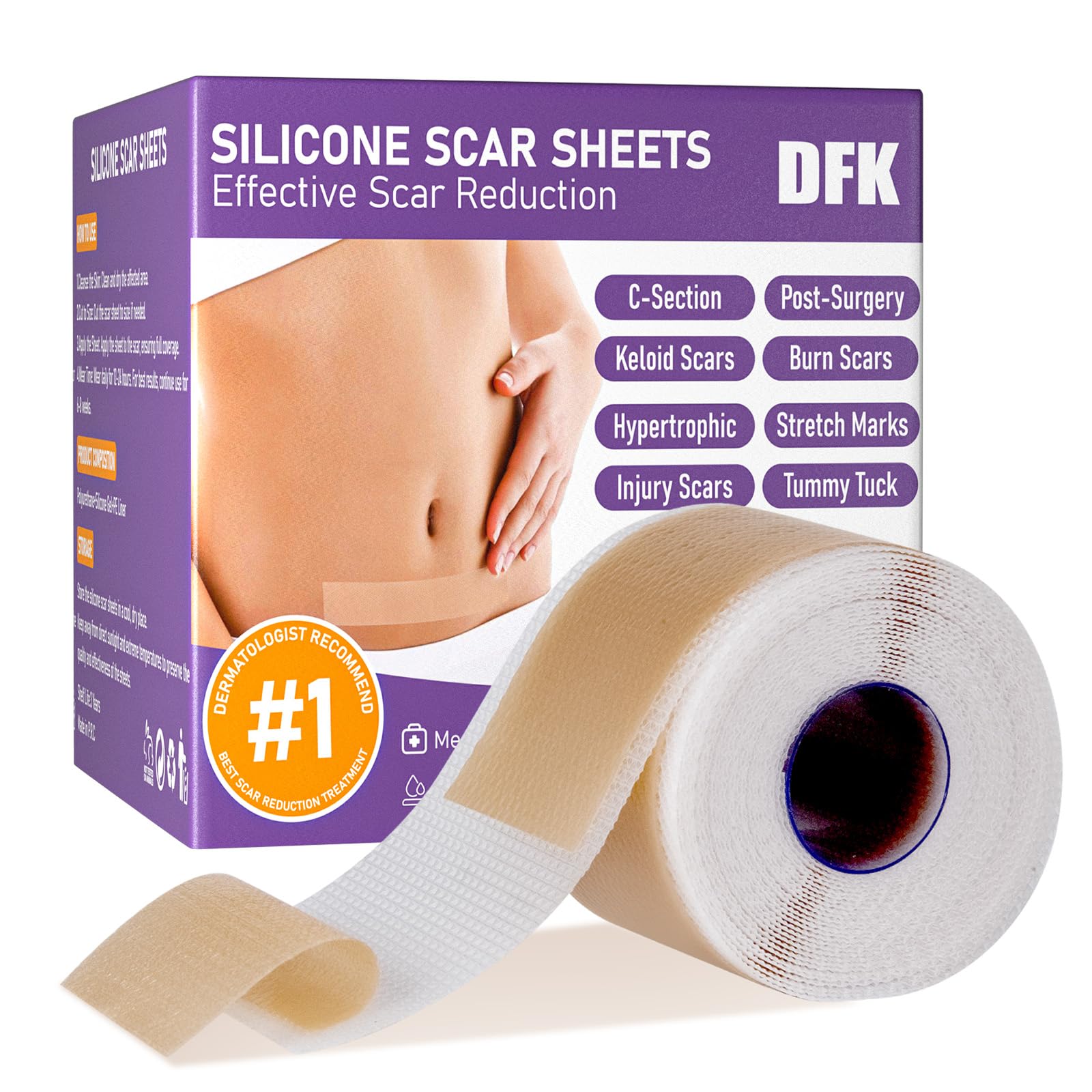 Bande silicone cicatrice DFK en rouleau 2m pour hydratation continue.
