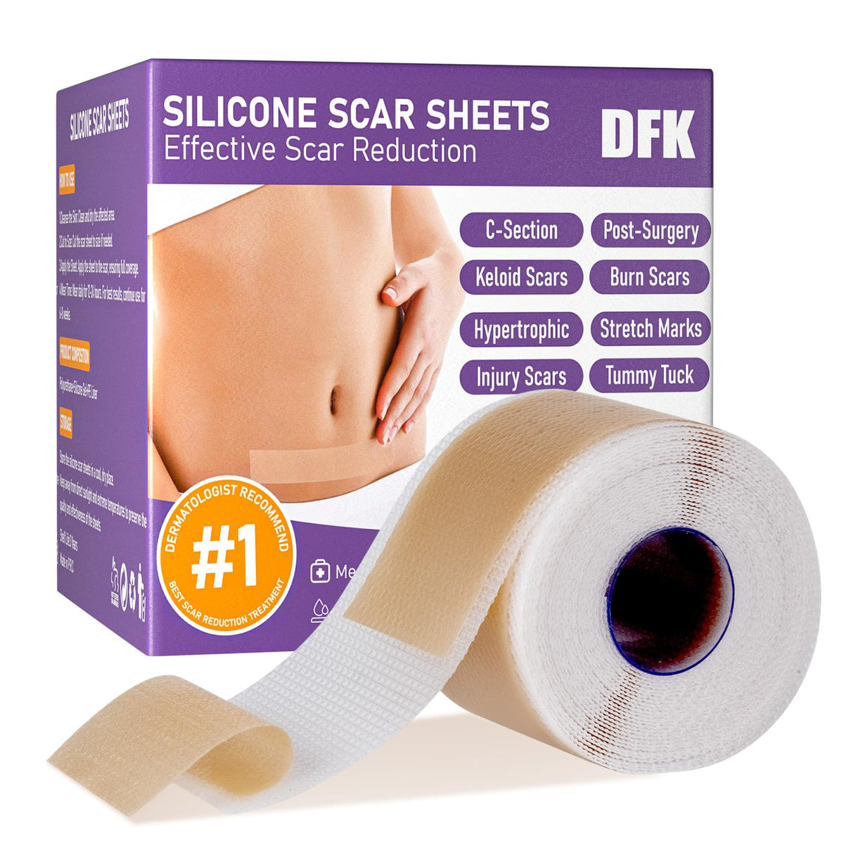 Bande silicone cicatrice DFK en rouleau 2m pour hydratation continue.