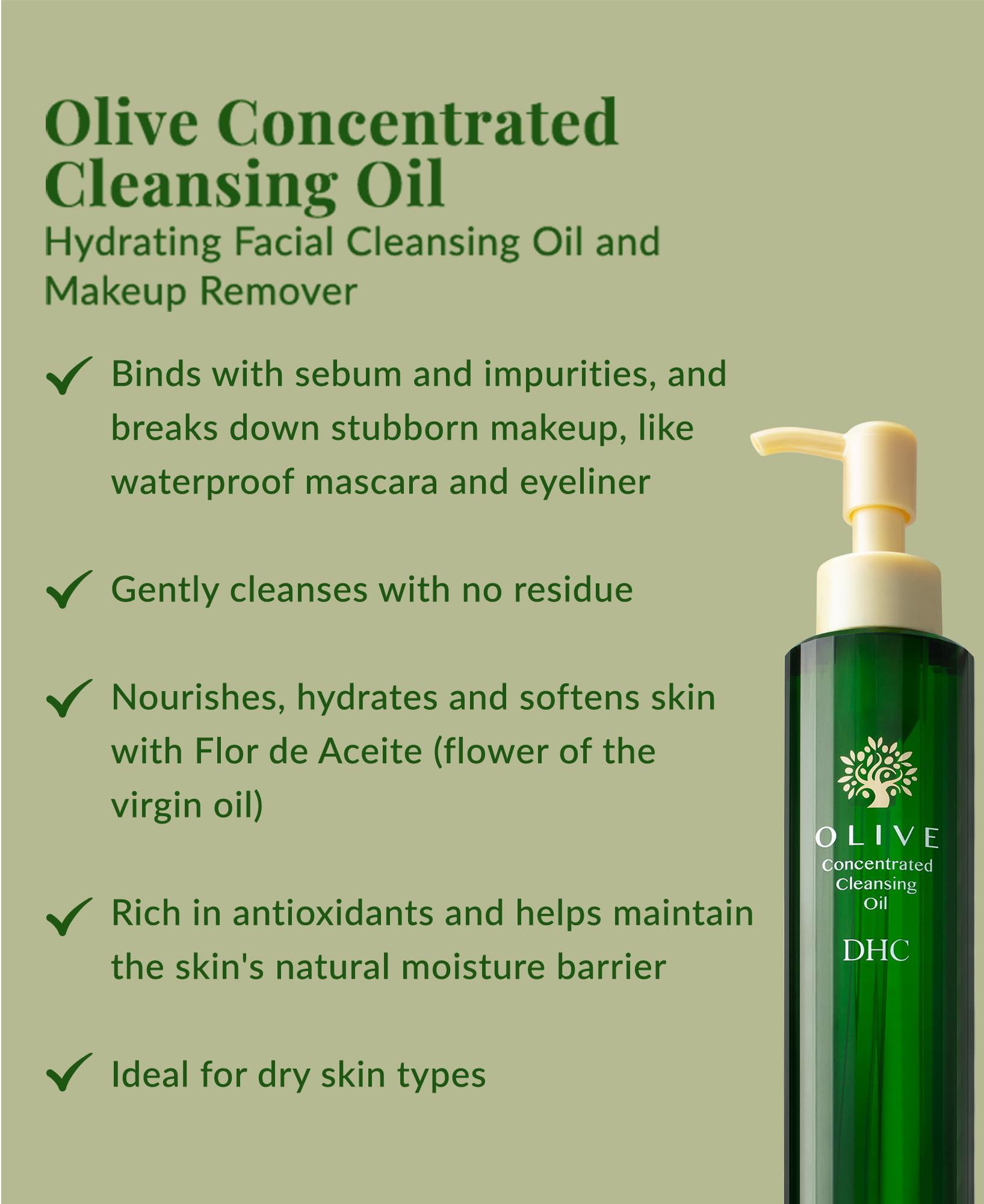 Flacon DHC démaquillant huile olive concentrée dissolution maquillage