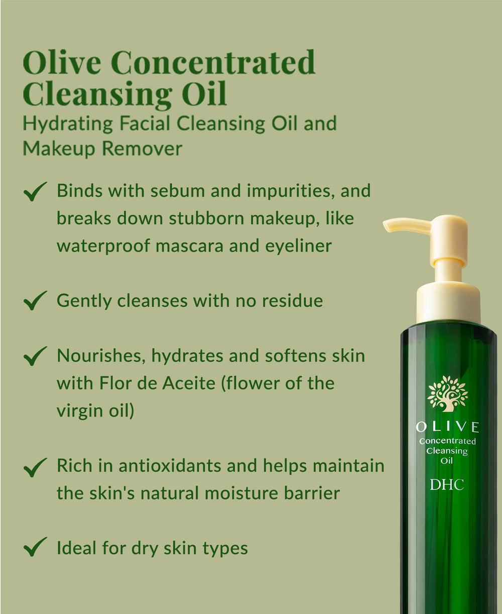 Flacon DHC démaquillant huile olive concentrée dissolution maquillage