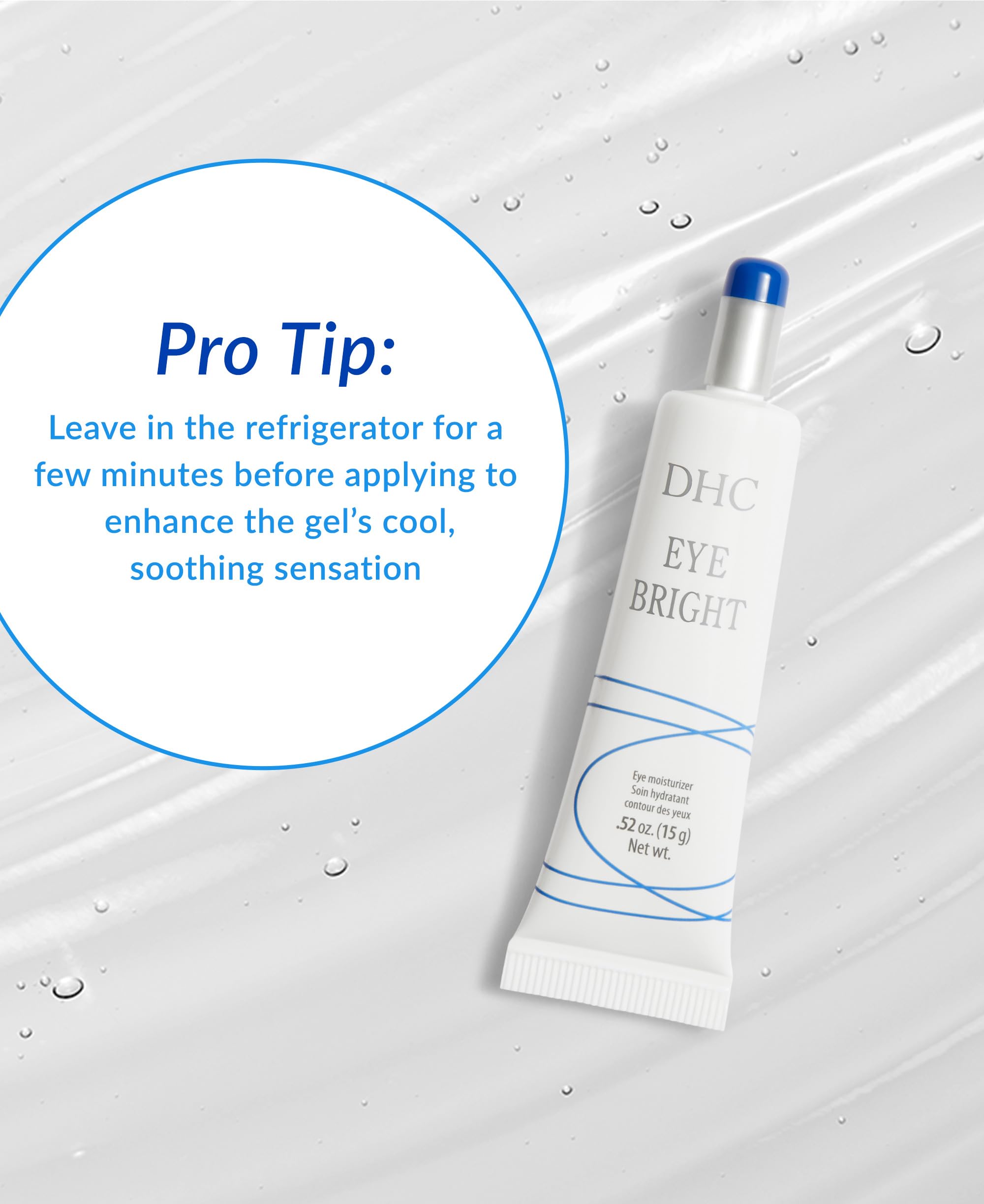 DHC gel yeux, application matin sur la peau autour des yeux