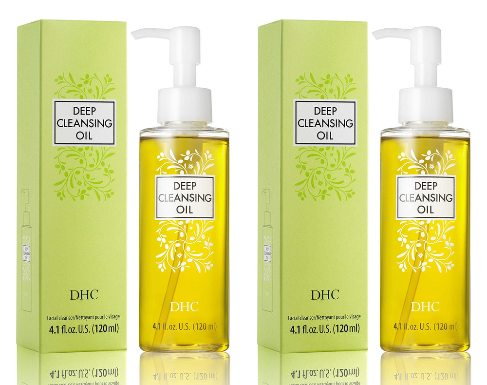 Application sur visage sec avec l'huile DHC, dissolution efficace du maquillage.