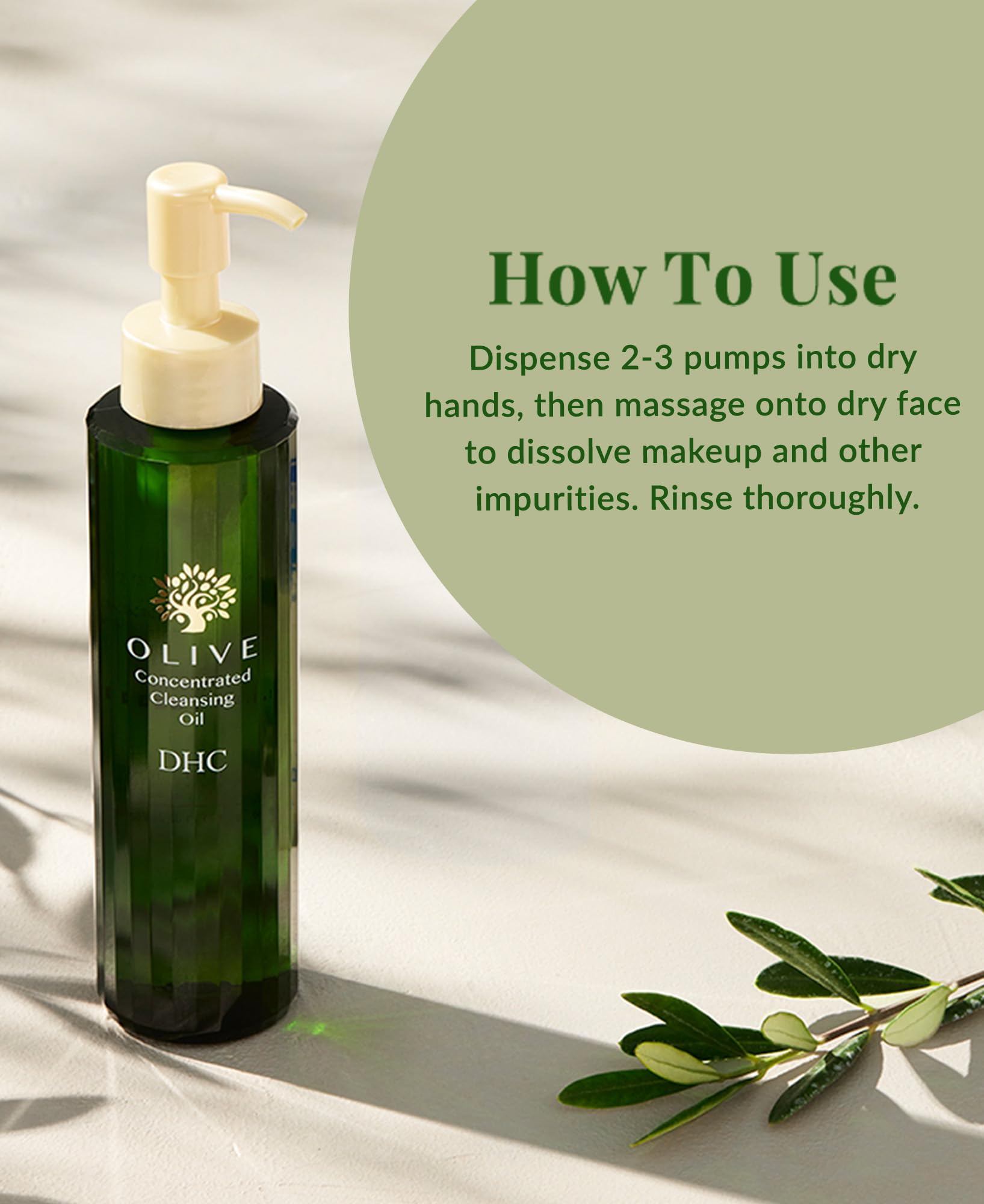 Huile olive DHC nourrissante pour le soin quotidien du visage