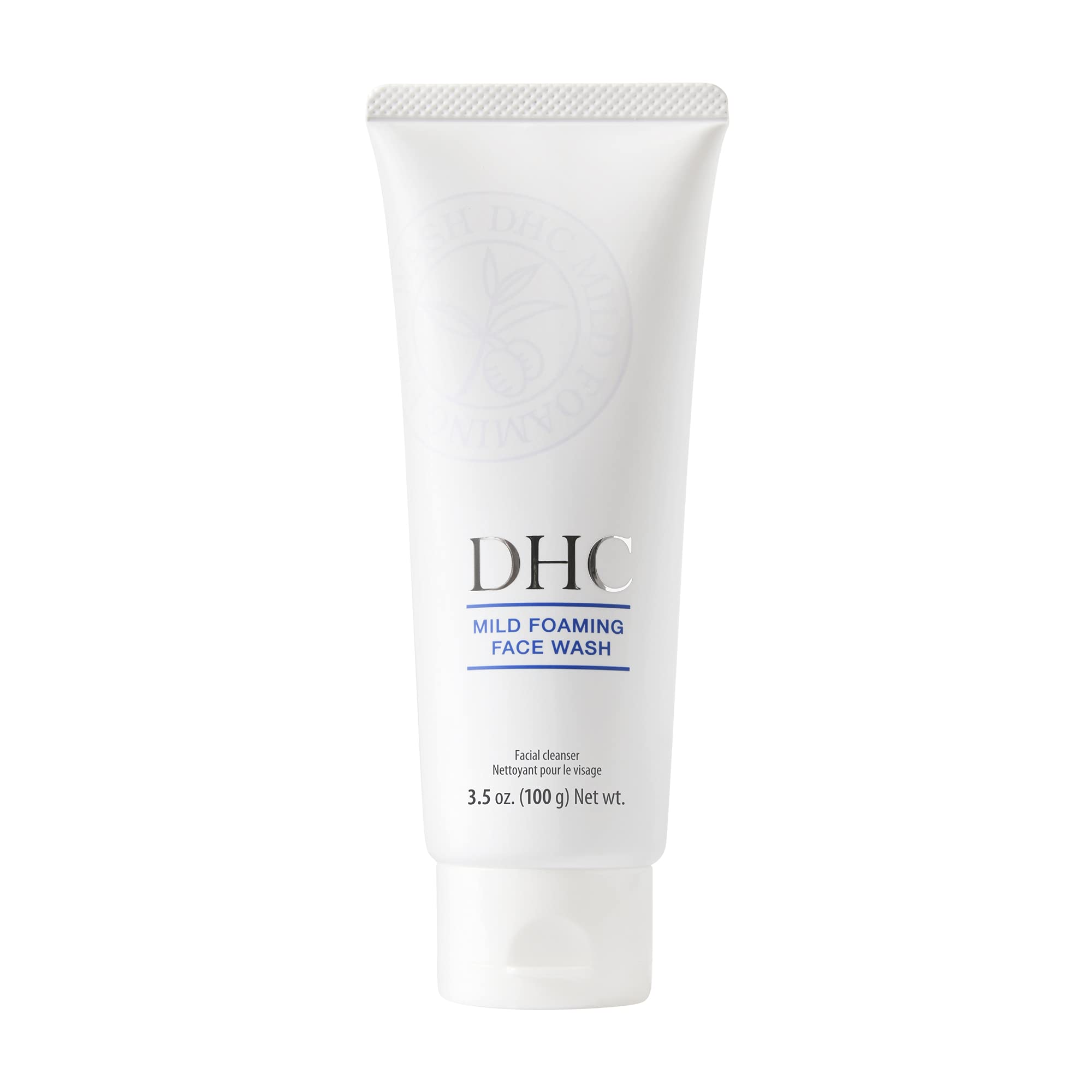 DHC Mild Foaming Face Wash bottle with creamy lather for gentle cleansing.