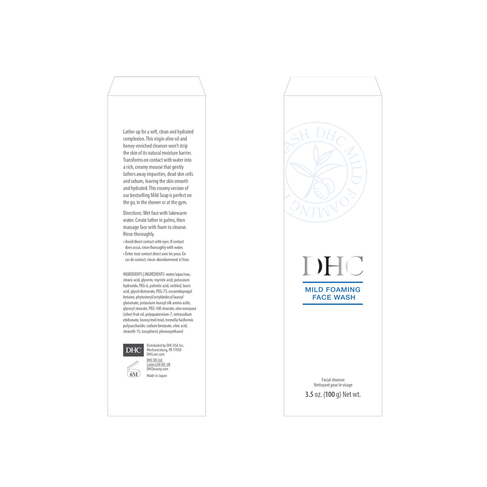 Close-up of DHC foam texture ready to rinse for clean skin.