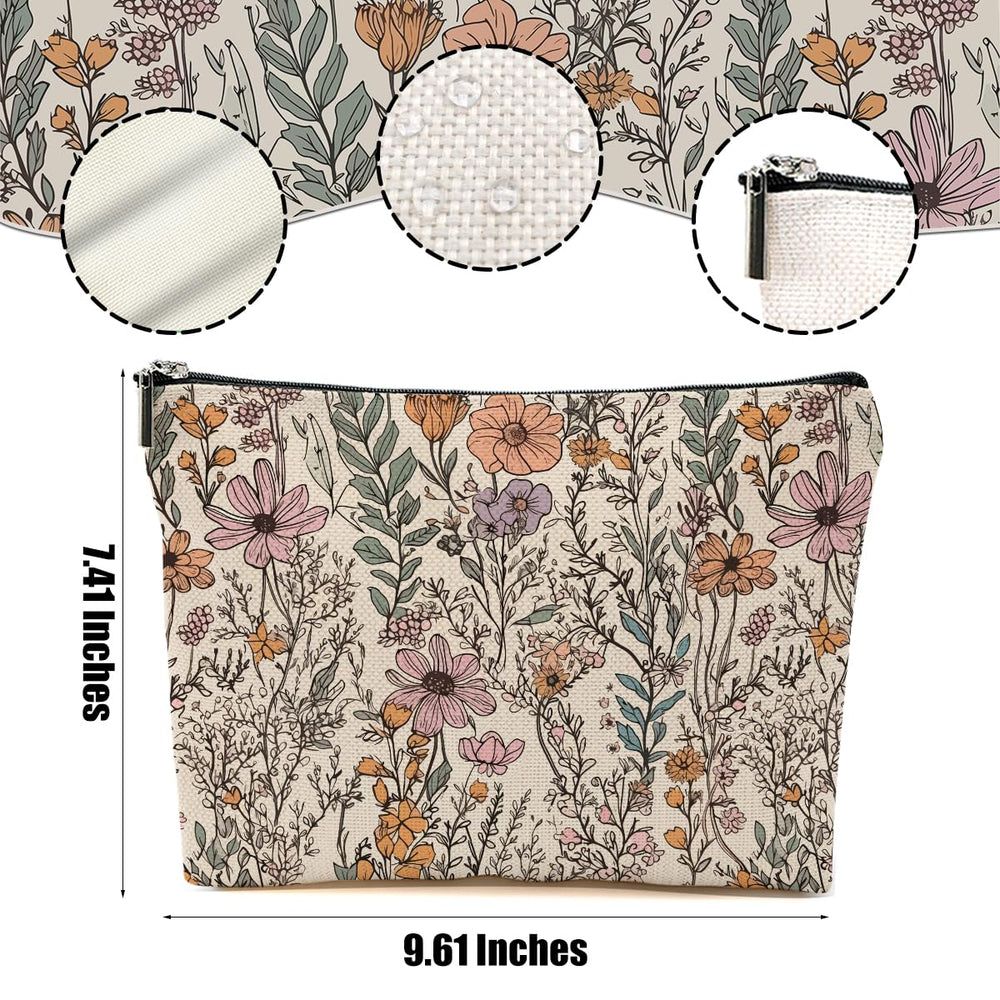 DHKG trousse maquillage lin imprimé double-face – motifs colorés visibles des deux côtés