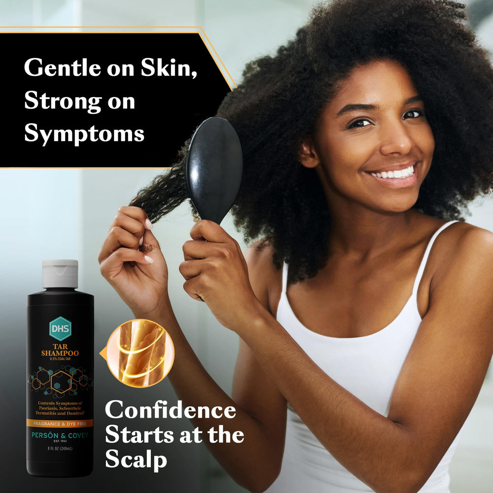 Soin cheveux DHS, formulation au goudron pour l’entretien quotidien.