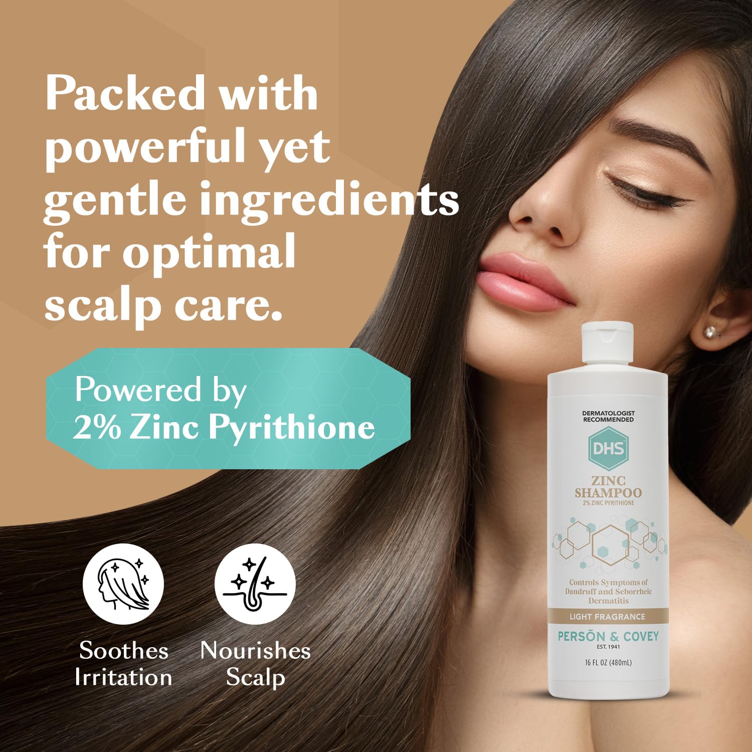 DHS Zinc Shampoo, étiquette nette, informations claires pour l’utilisation.
