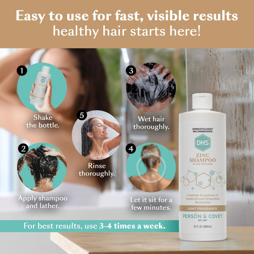 DHS Zinc Shampoo, lavage régulier pour cheveux propres et sains.