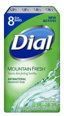 Dial Savon-barre antibactérien Fraîcheur Montagne offre une mousse riche et rafraîchissante.