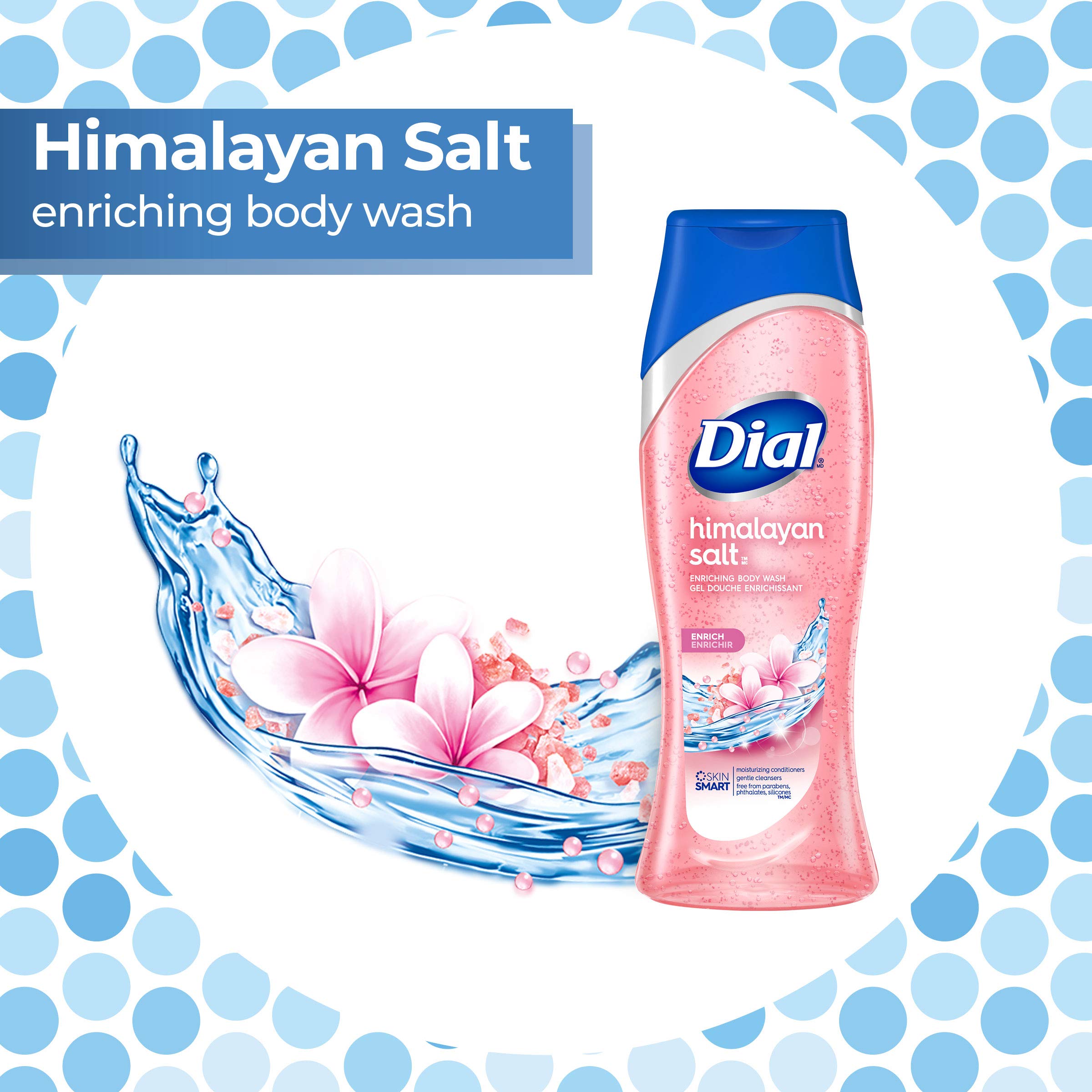 Parfum floral nenuphar associée au sel de l’Himalaya dans Dial gel-douche