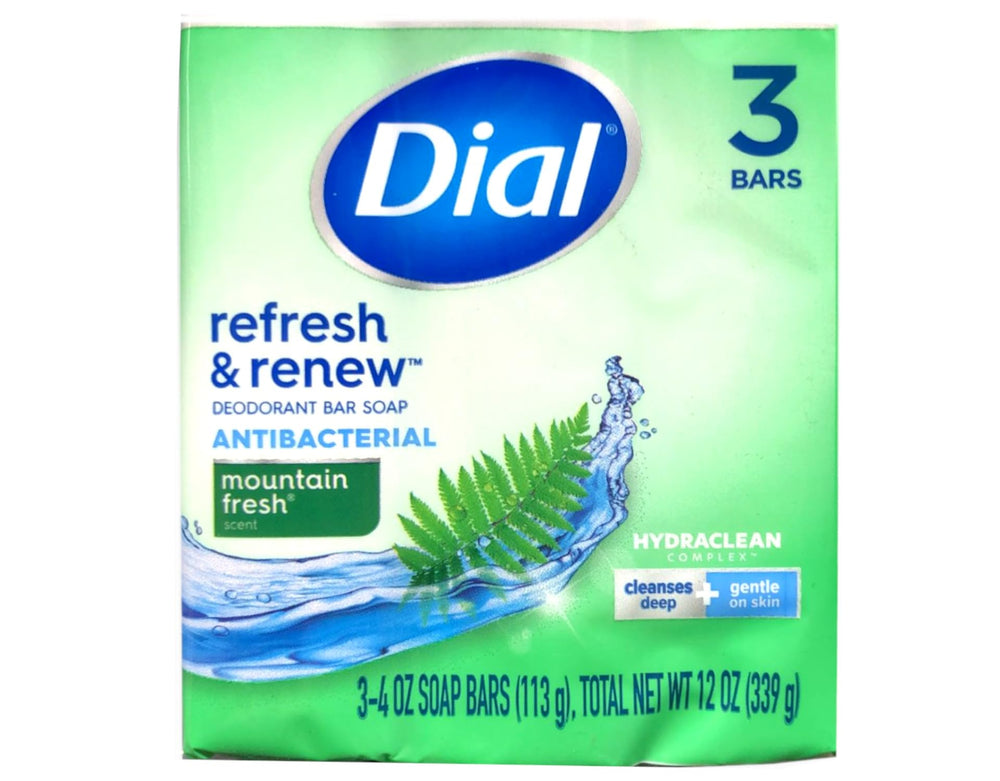 Dial Montagne Fraiche tranche de savon antibactérien, nettoyage en douceur