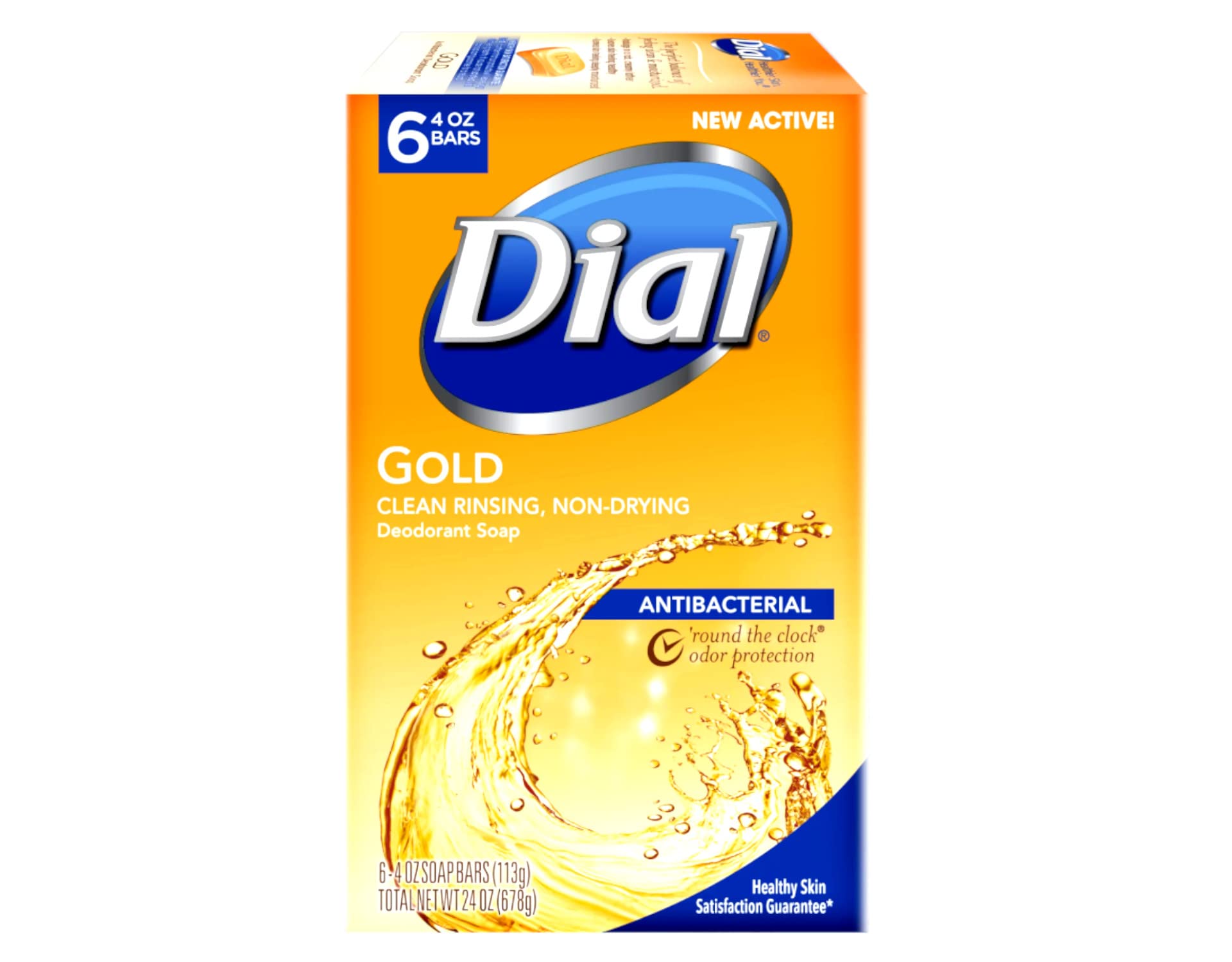 Dial savon antibactérien or, barre de 113 g, mousse crémeuse pour une propreté durable.