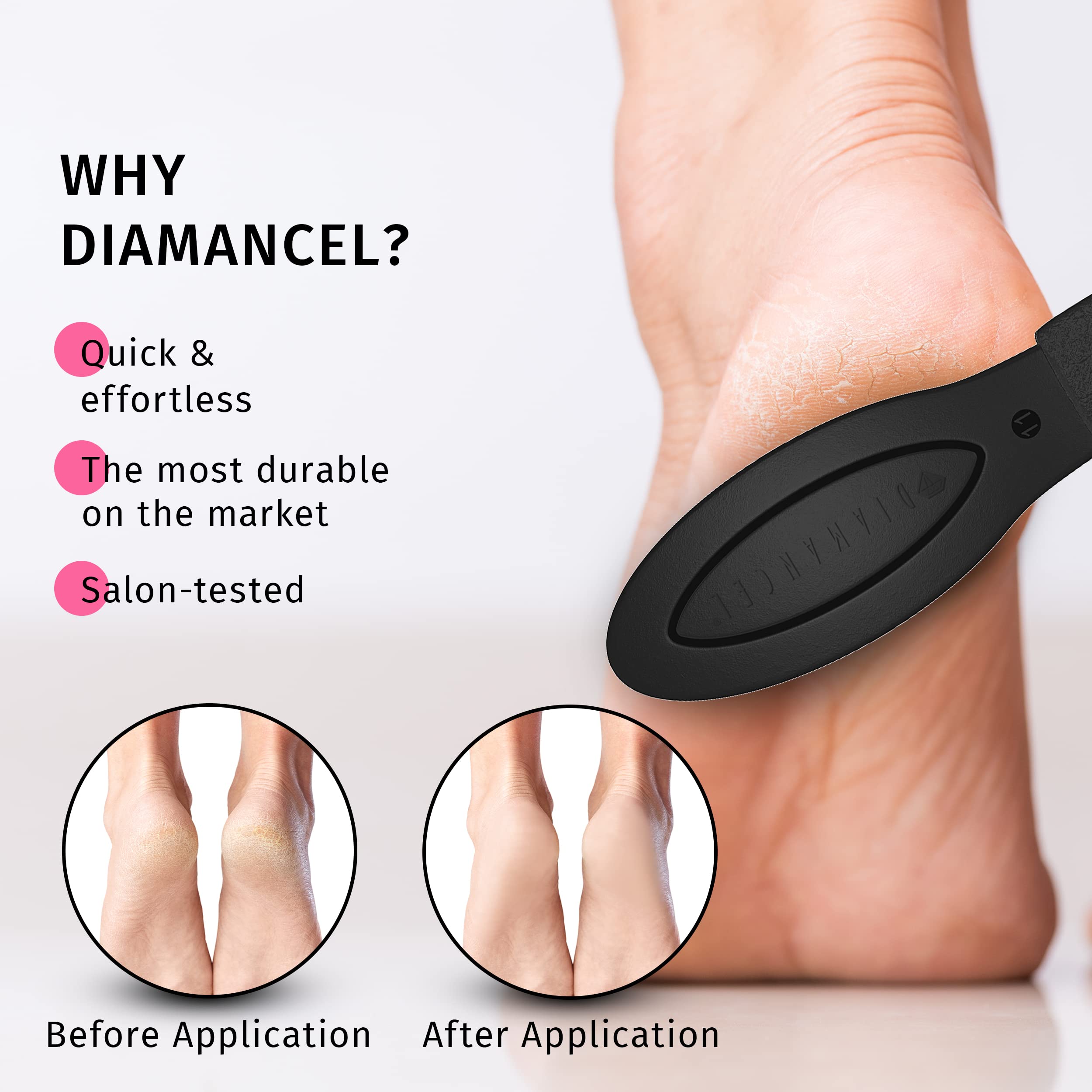 Buffer-pied Diamancel diamant grain moyen détail: surface abrasive naturelle assouplit les zones rugueuses.