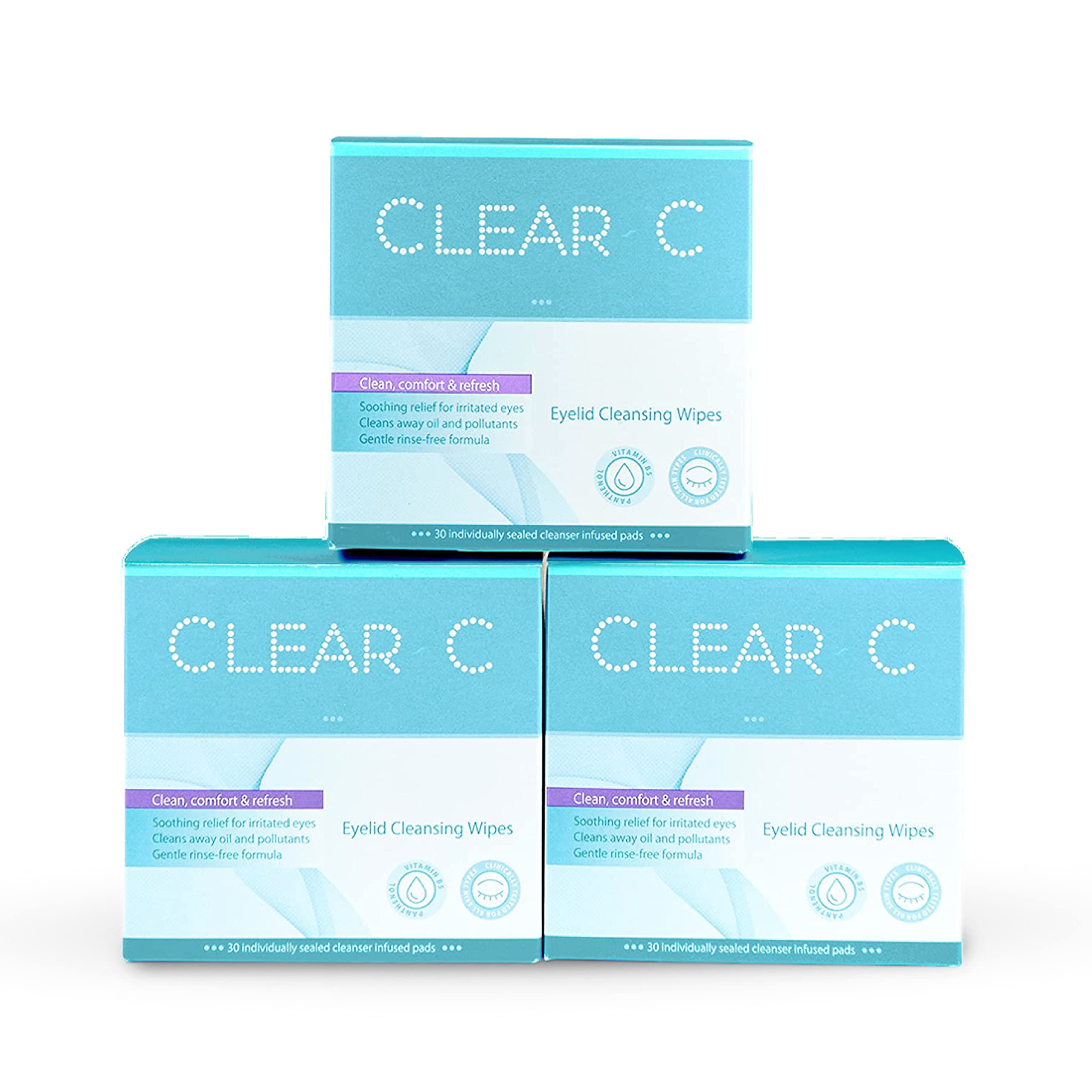 Lingettes Clear C Diamond Wipes en emballage triple-boîtes, pratique pour le voyage.