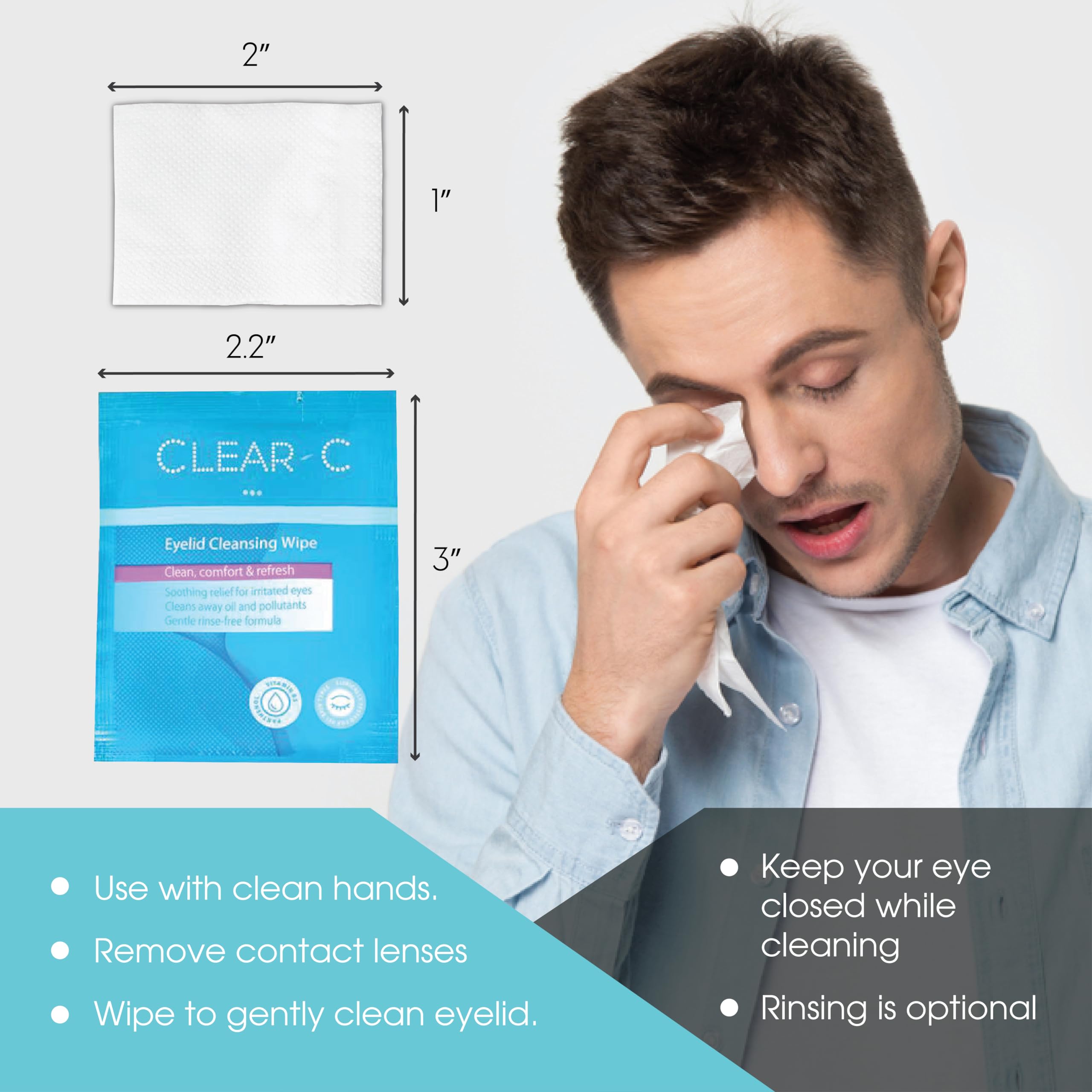 Format voyage Diamond Wipes Clear C, sachets individuels faciles à transporter.