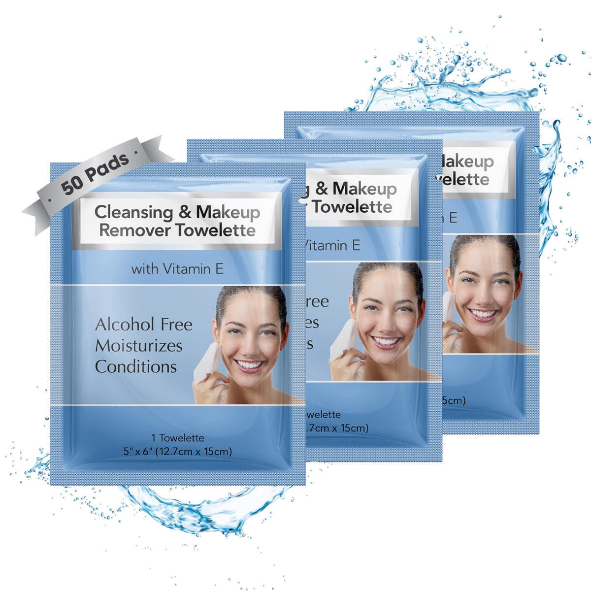 Diamond Wipes démaquillant visage avec paquet de 50 lingettes, pratique et rapide.