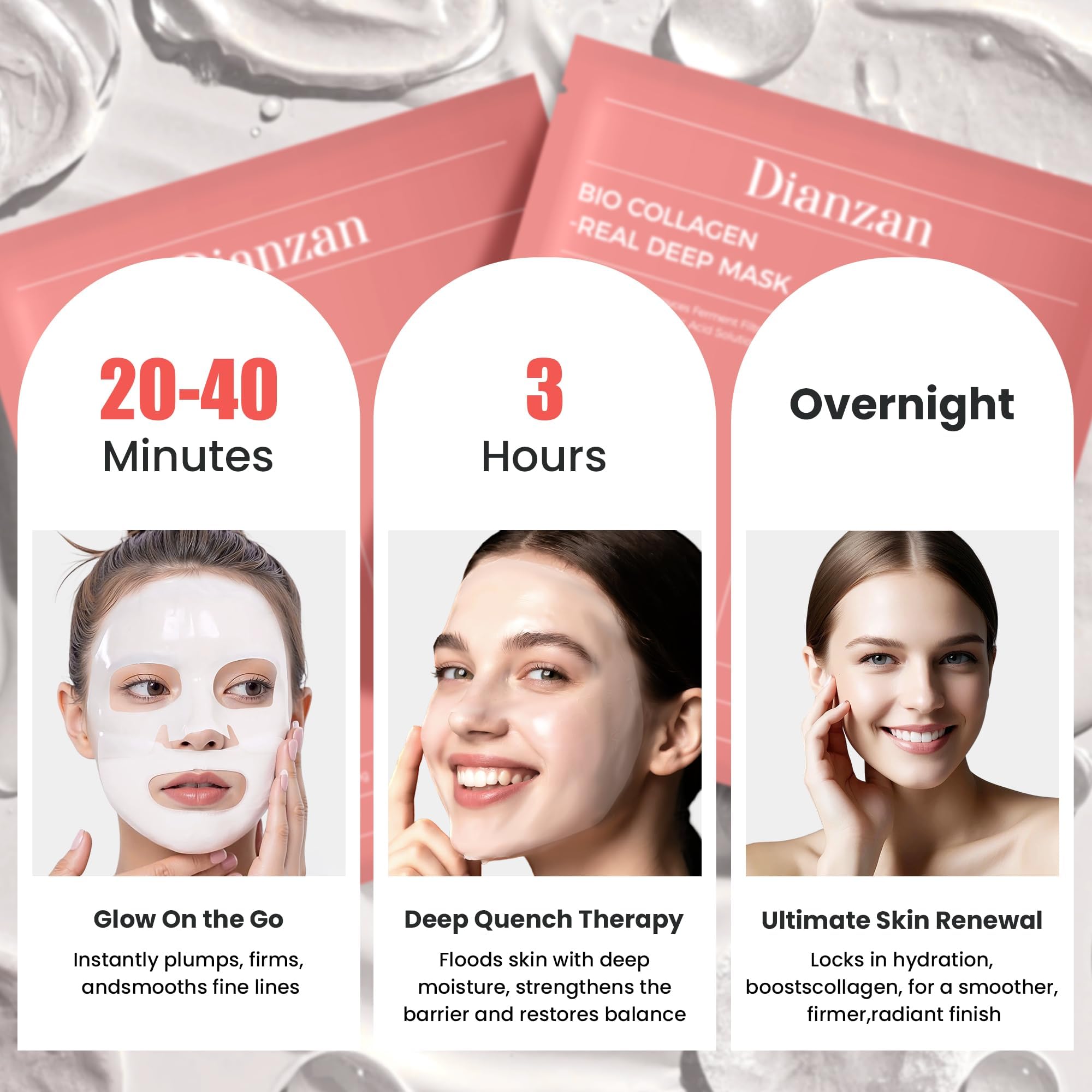Formule douce du masque bio-collagène Dianzan pour toutes peaux.