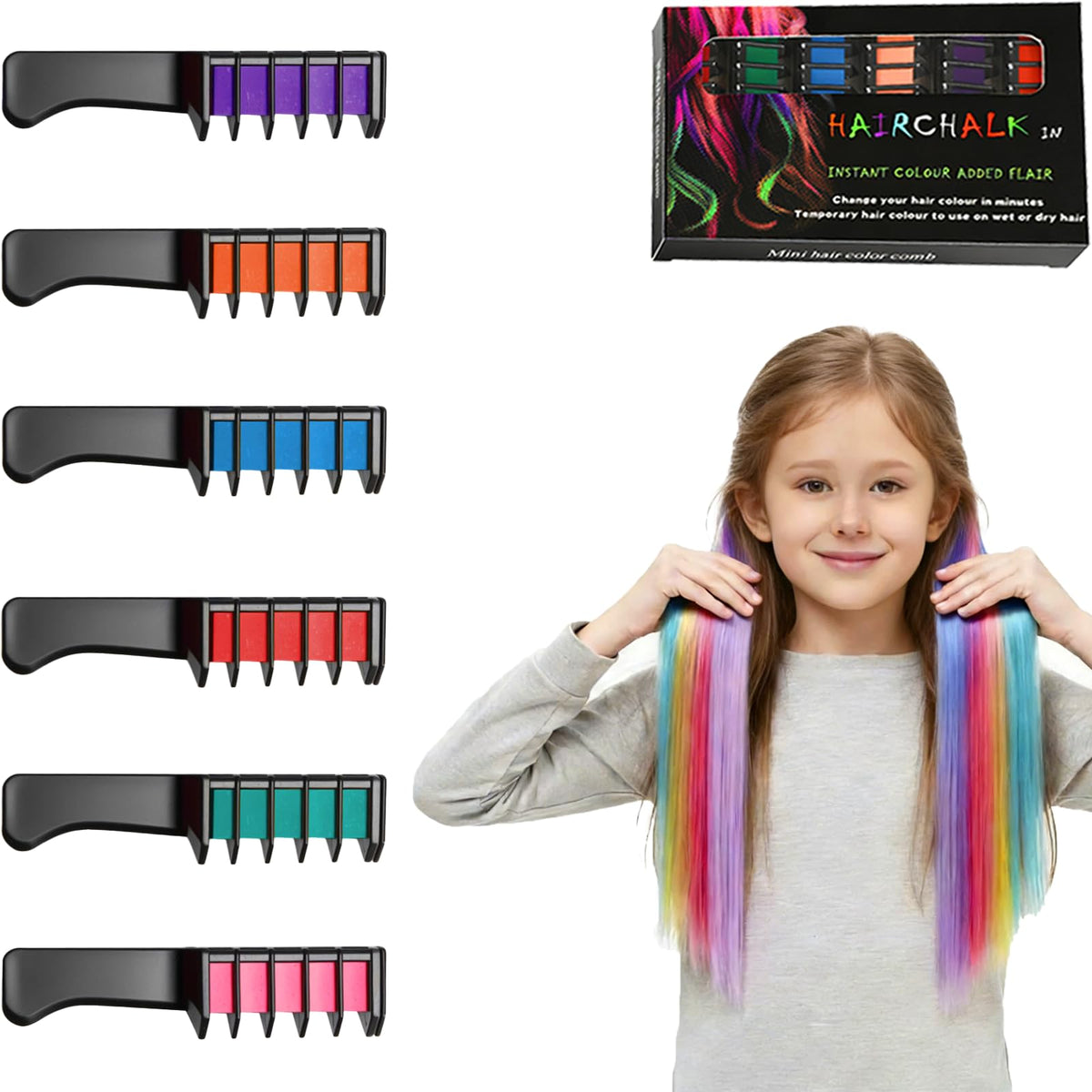 DICSINM peignes chalk cheveux ensemble: couleurs festives faciles à appliquer.