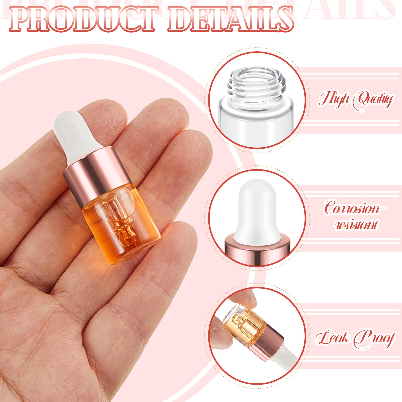Didaey flacon parfum 2 ml, verre clair et compact pour voyage.