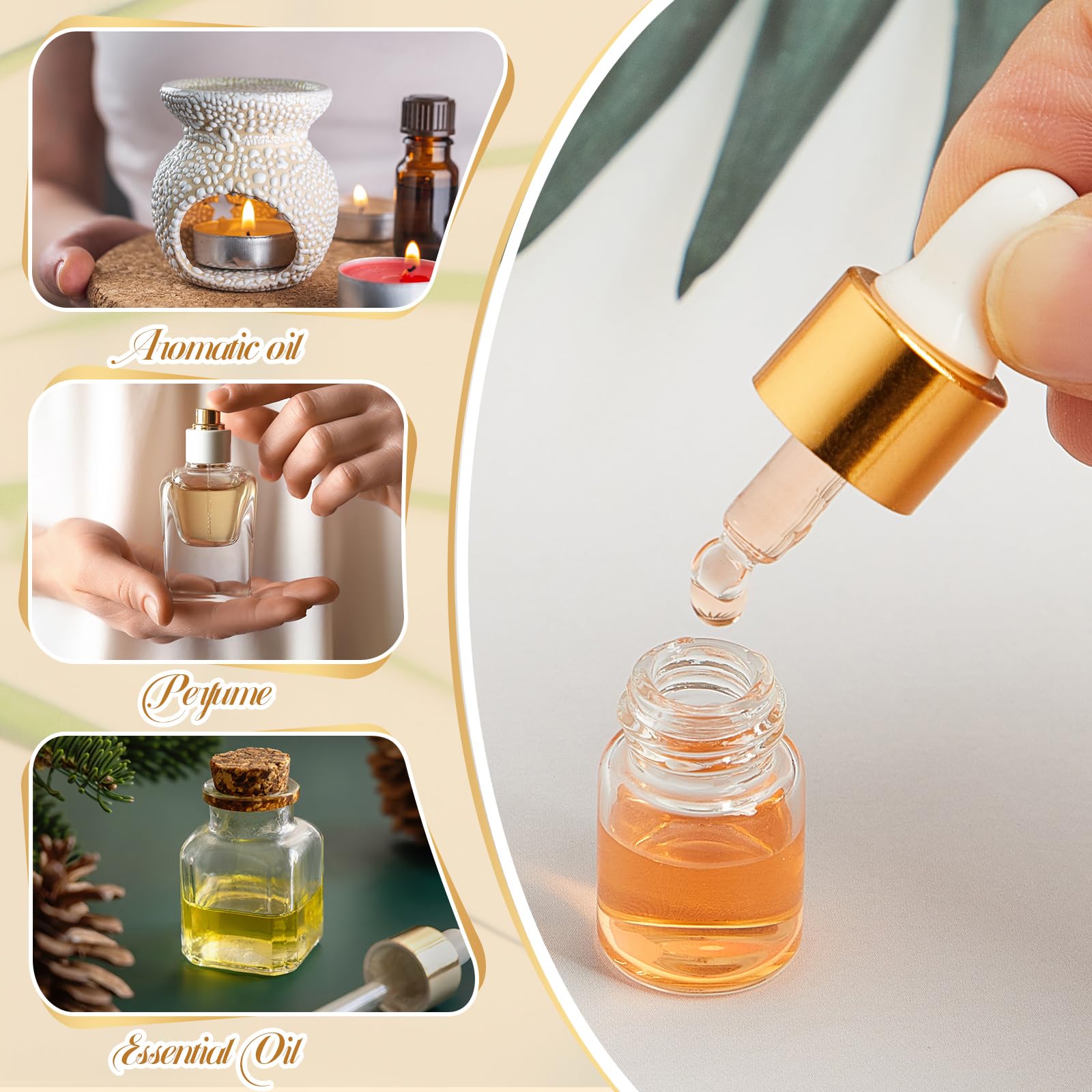 Flacon Didaey mini-verre parfum huile, usage pratique pour parfums et huiles.