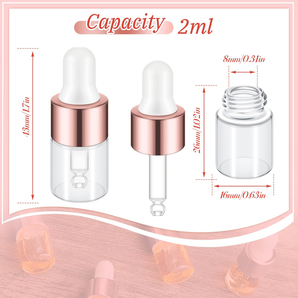 Didaey flacons en verre 2 ml avec capuchon rose doré et fermeture.